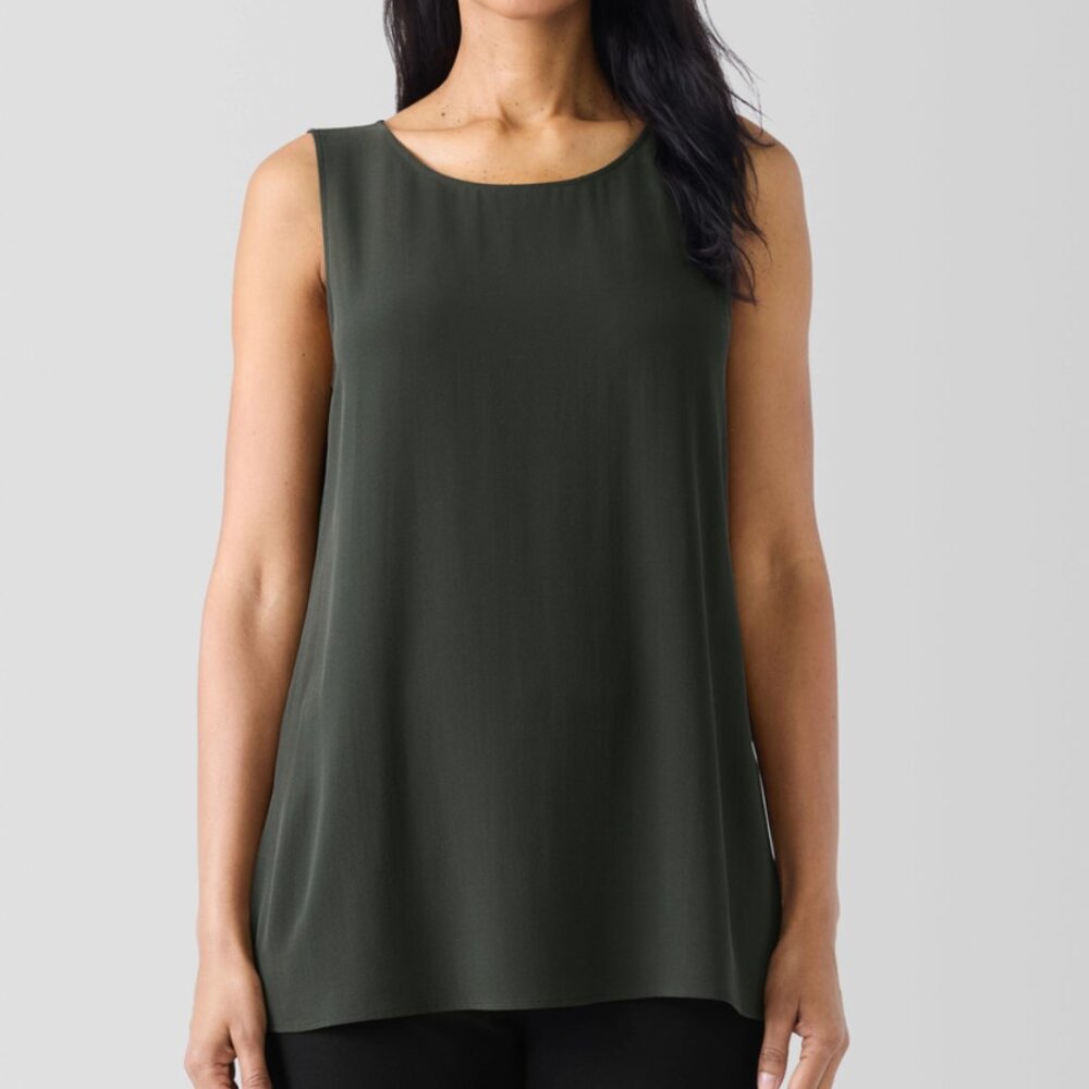 Elegant Eileen Fisher Sage Green Silk Tunic Size XS